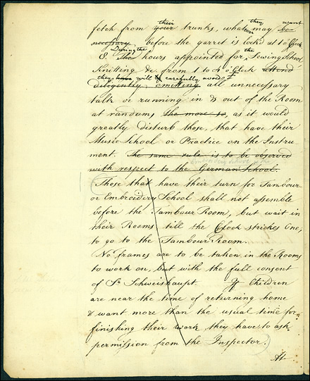 Andrew Benade’s 1801 draft of rules for the Bethlehem Boarding School for Girls