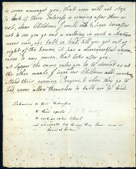 Joahann Andreas Hübner’s rules for conduct at the 1789 Bethlehem Boarding School for Girls