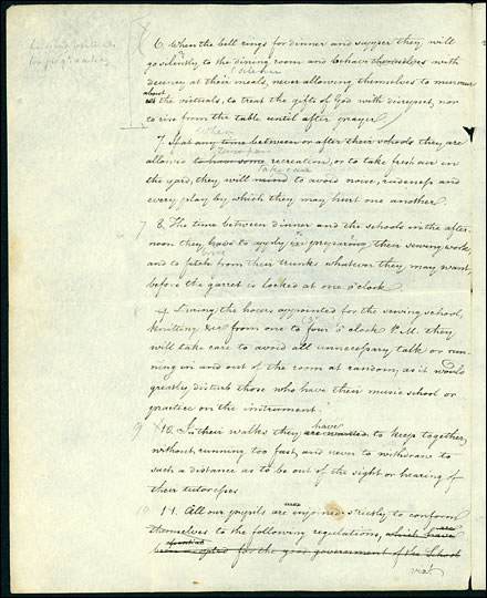 Henry Steinhauer’s rules for conduct at the 1816 Bethlehem Boarding School for Girls
