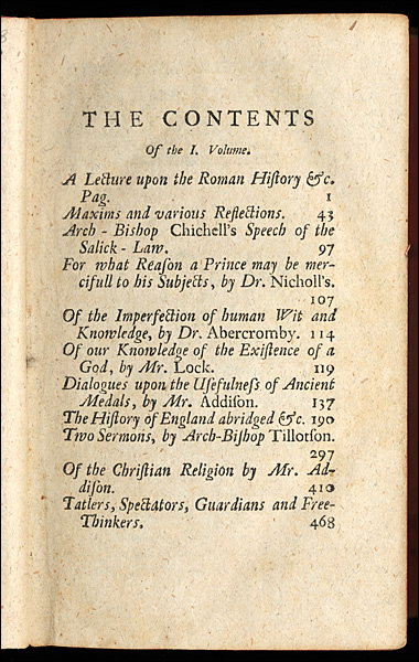 English miscellanies consisting of various pieces of divinity, morals, politicks, philosophy and history...