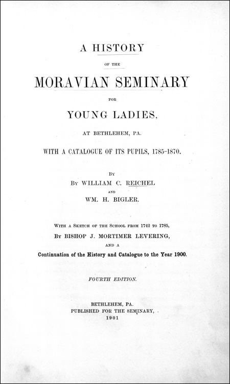 Moravian Seminary Souvenir title page
