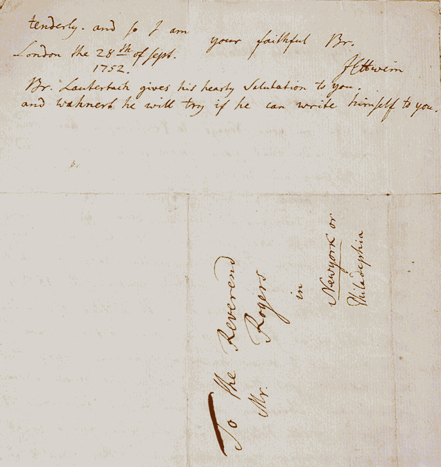 1752 Letter from John Ettwein