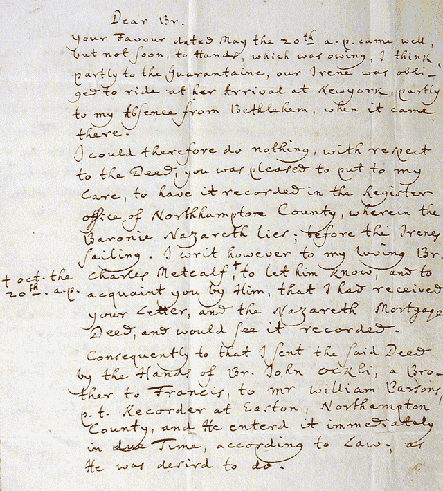 1756 Letter from Augustus Spangenberg