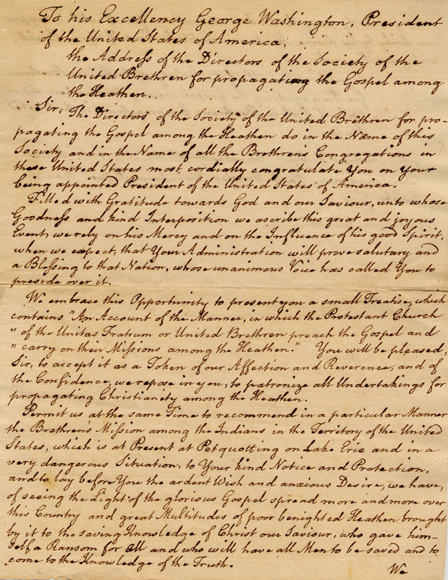 1789 Letter to George Washington