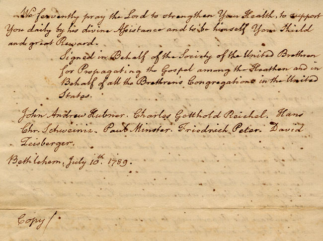 1789 Letter to George Washington