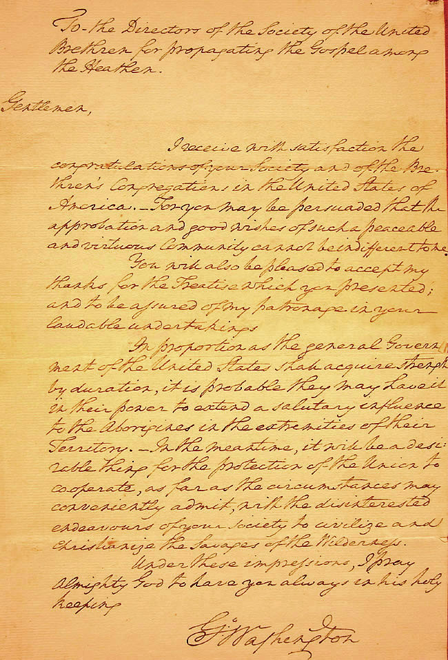 1789 Letter to the United Brethren from George Washington